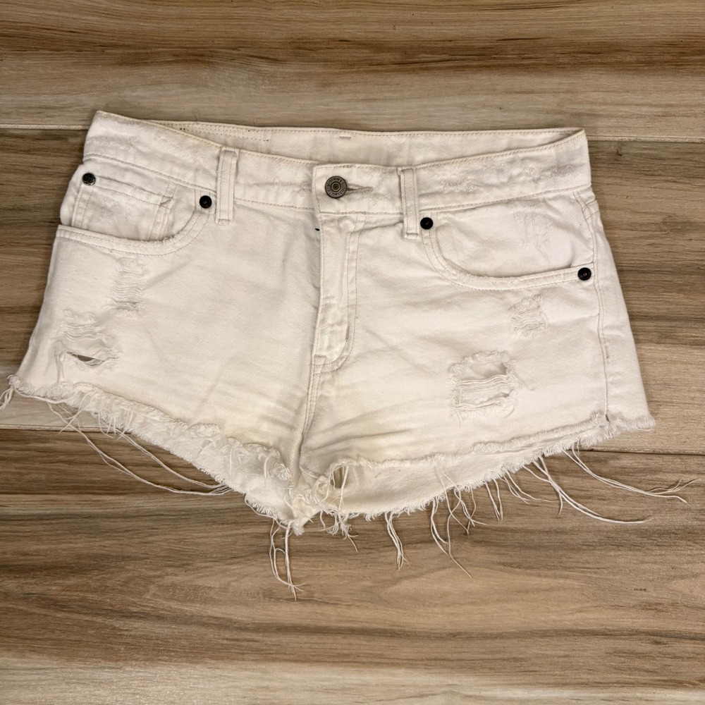 Denim & Supply Ralph Lauren White Distressed Boyfriend Cut Off Shorts 26
